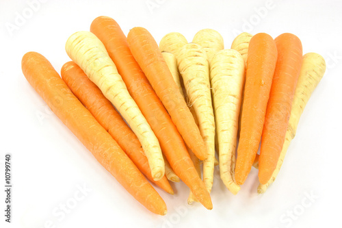 Parsnips and carrots roots.