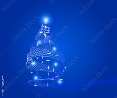 abstract christmas tree over blue