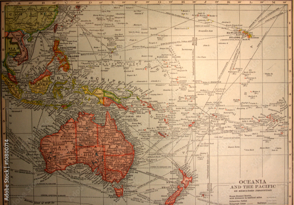 map,australia,oceania,pacific,vintage,antique