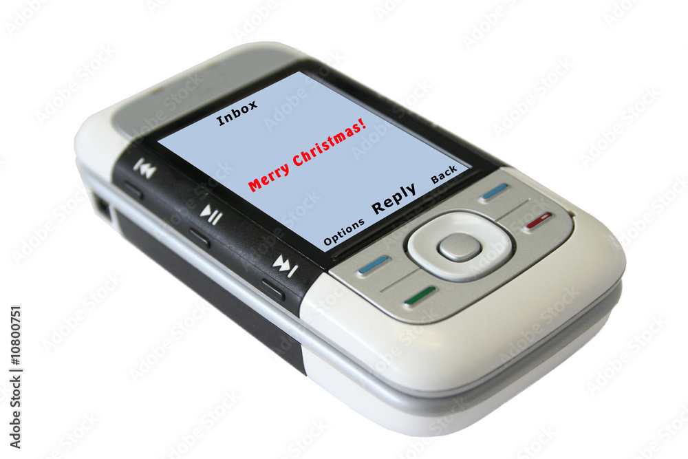 Cell Phone that plays music isolated with text message Cell Phone that plays music isolated with text message