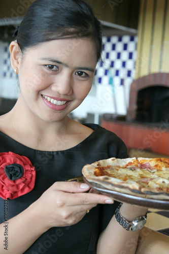 Waitress with restaurant