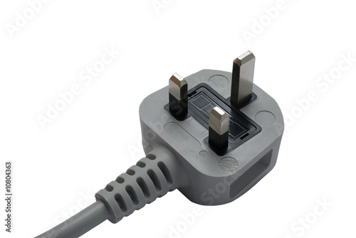 Electrical plug of power cable isolated on white background.