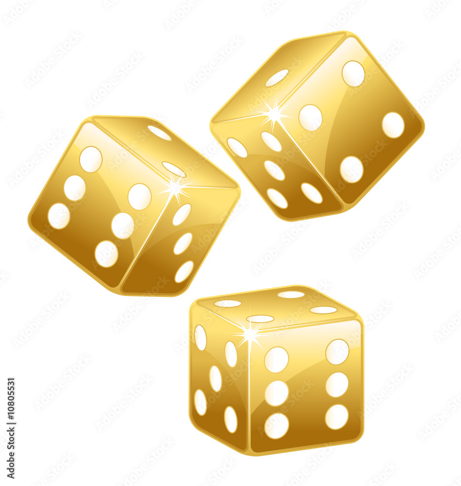 Golden dices vector and isolated
