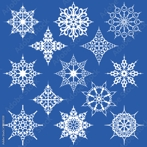 Thirteen Various Ornate Snowflakes