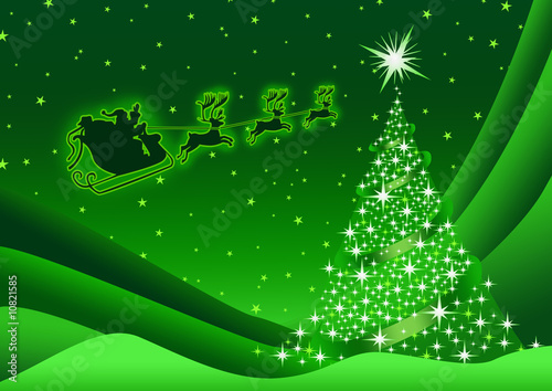 Green Christmas landscape with Santa Claus photo