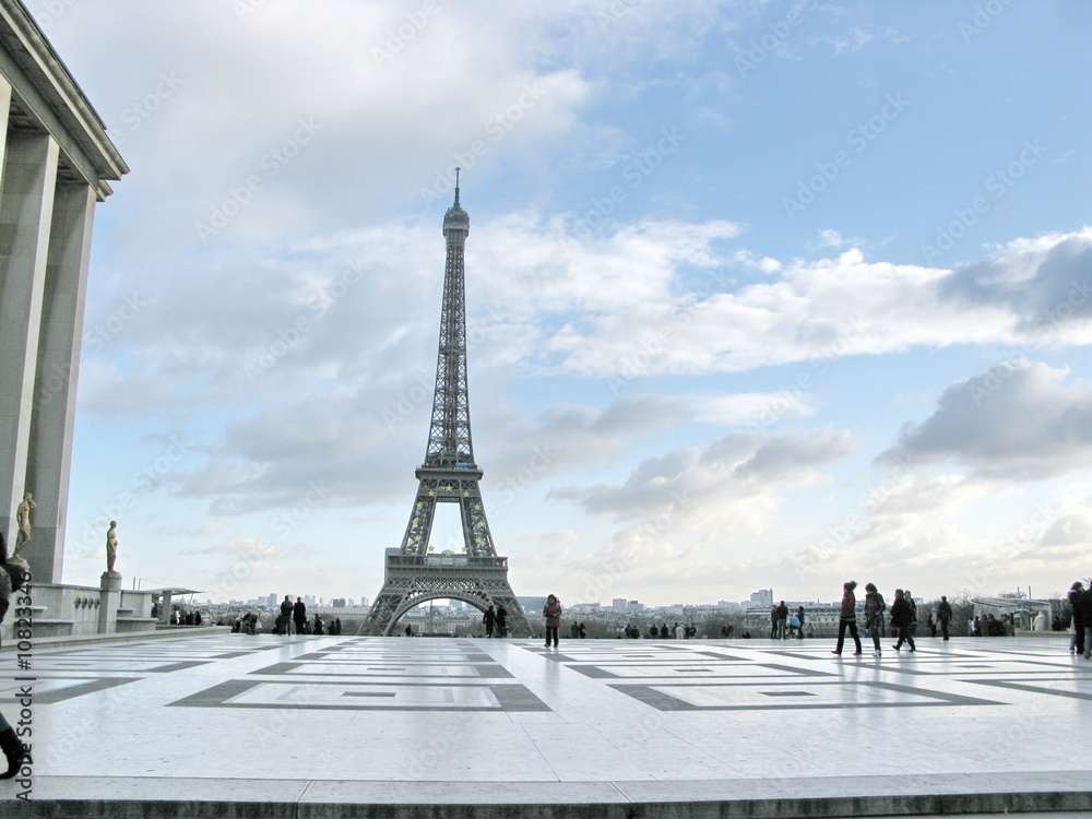 Tour Eiffel vue du Trocadéro. Paris, France.