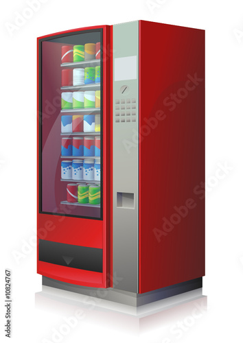 Distributeur automatique de boissons froides rouge (reflet)