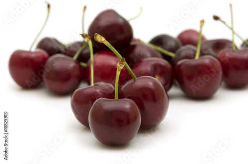 fresh cherries on white background