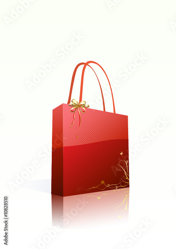 shiny red shopping bag