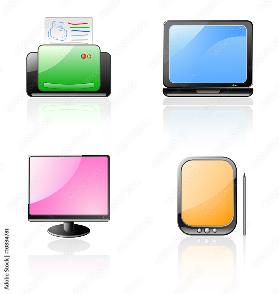 Glassy vector computer icons Glassy vector computer icons
