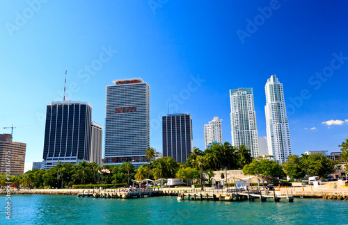 The high-rise buildings in downtown Miami