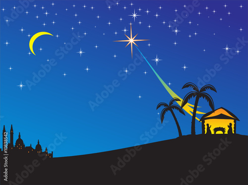 Christmas nativity scene. Vector illustration