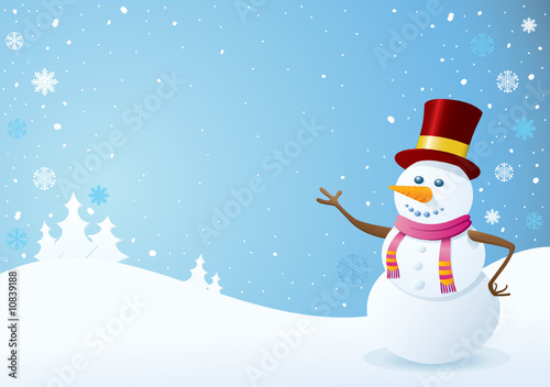 Snowman on Christmas Background. Christmas Backgrounds Series. © Kristina Afanasyeva