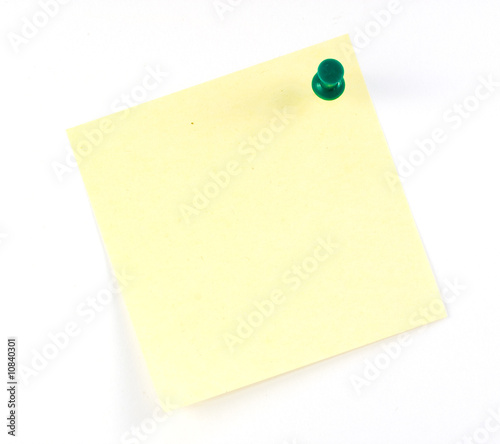 Yellow sticker note isolated on the white background