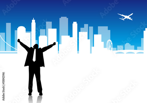 Business man hapiness - city vector pack