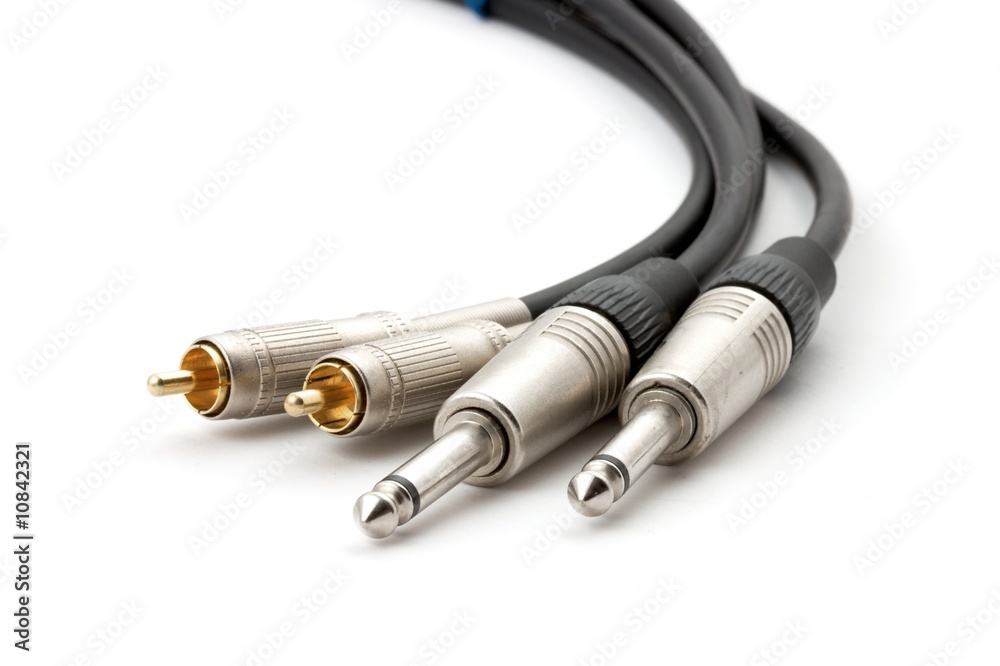 Audio cables isolated on white Audio cables isolated on white