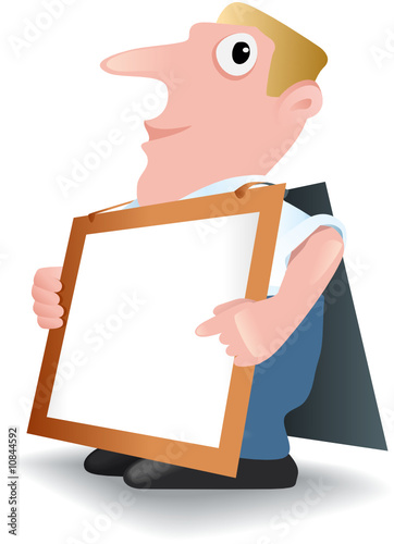 Figur mit Werbeschild