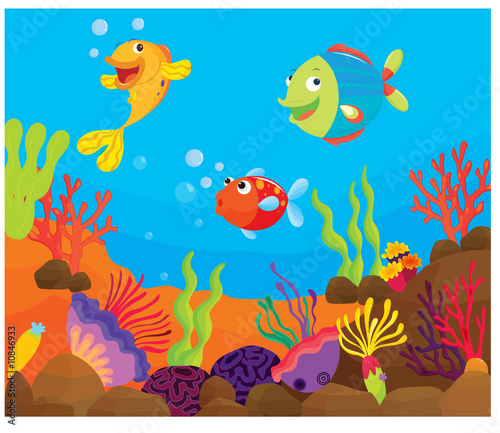 reef fish underwater illustration © GraphicsRF