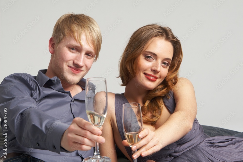 Young couple with wine Young couple with wine