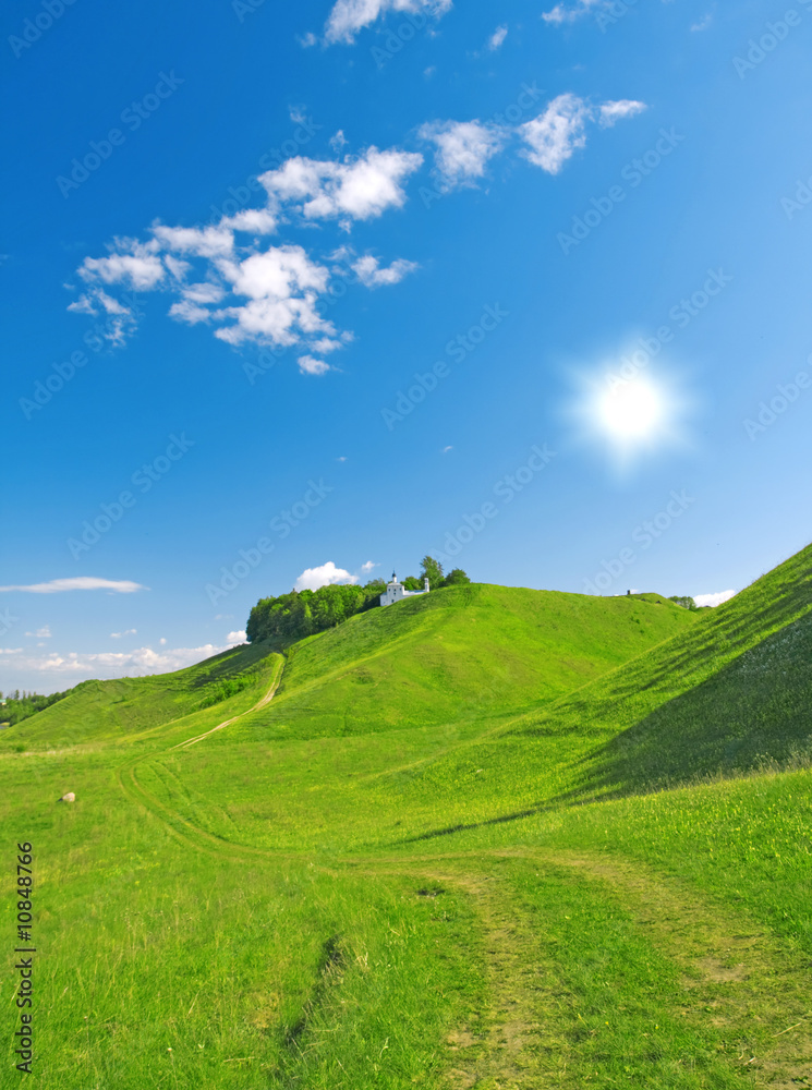 Obraz premium Summer Landscape. hill and sky