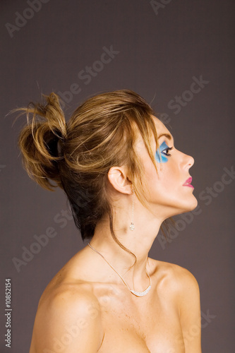 Woman in makeup and hairstyle