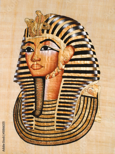 Egyptian papyrus, Tutankhamen's mask photo