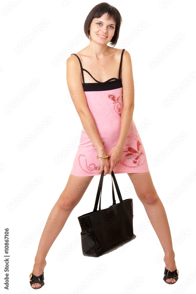 woman in a little pink dress woman in a little pink dress