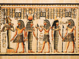 Papyrus showing Tutankhamen with Osiris, Hathor and Isis