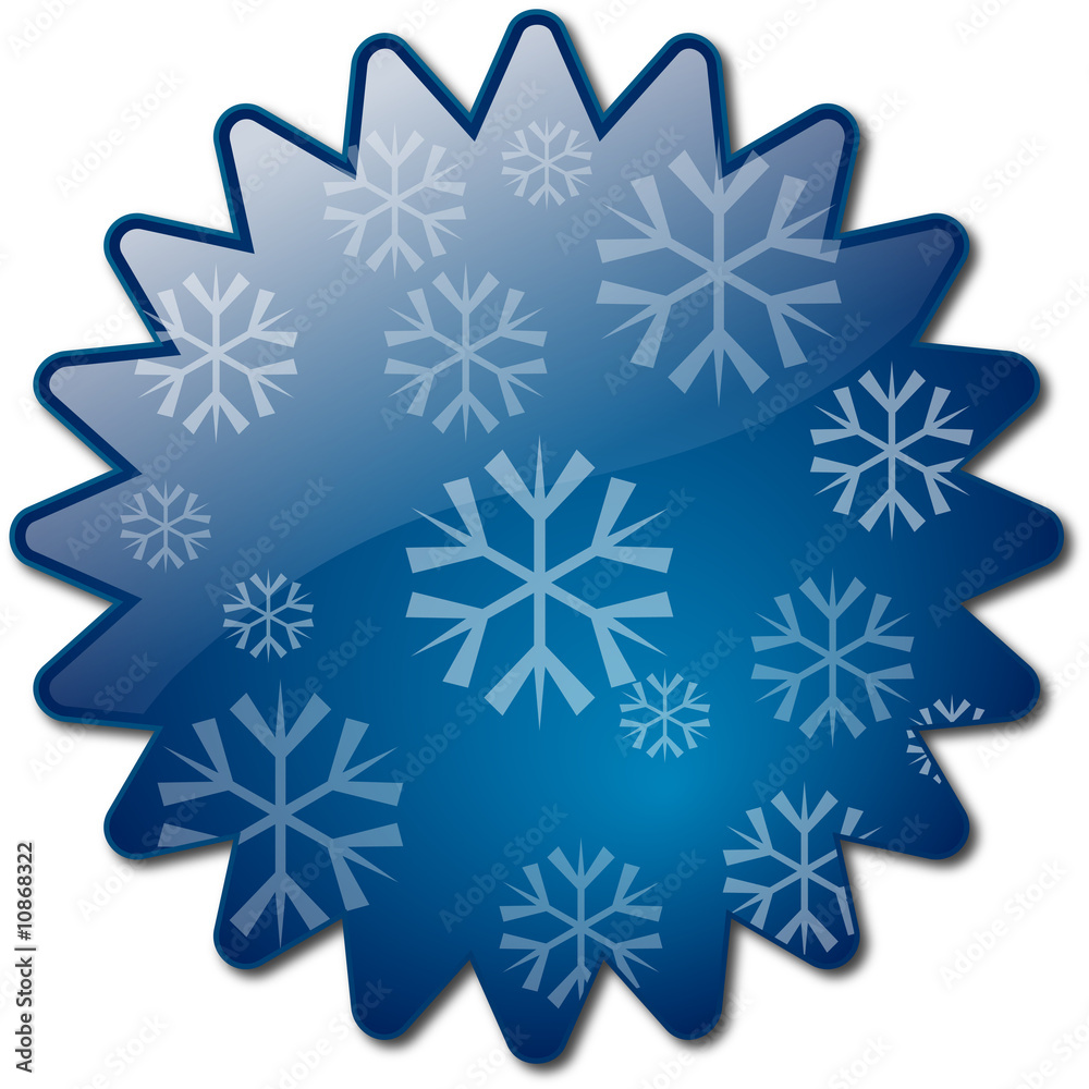 Star-shaped button with snowflakes (blue)