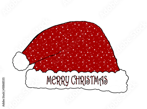 Red Merry Christmas Hat (No:3) Cartoon  - Isolated on white