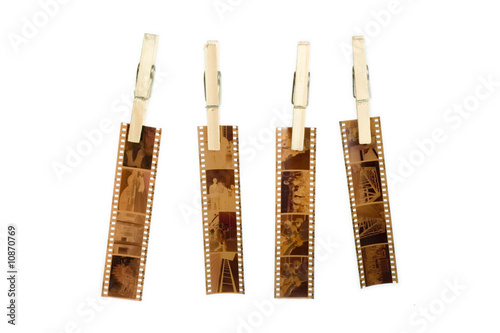 35 mm film hanging with clothespin