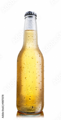 Non-glossy white beer bottle