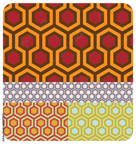 Seamless retro beehive pattern set.