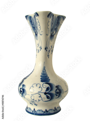 Dark blue vase in a floral