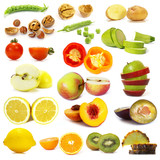 Cut vegetables and fruits collection