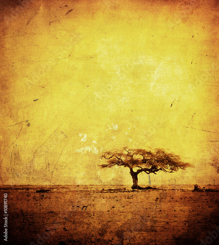 grunge image of a tree on a vintage paper #10891740