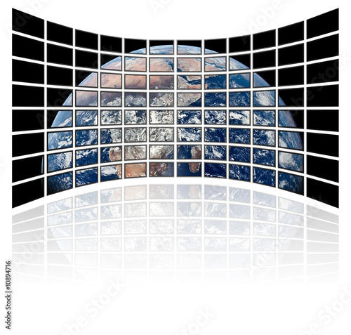 Planet earth on TFT Scrrens with reflexion on the ground