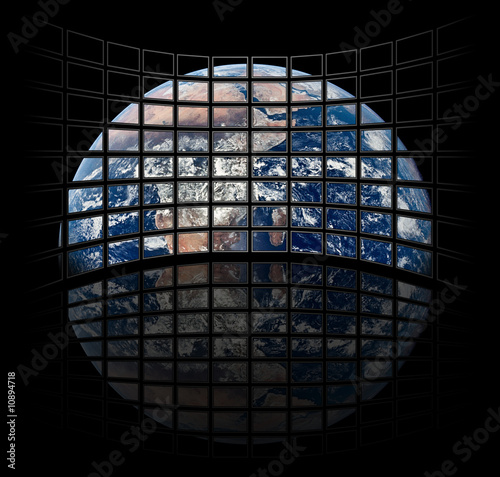 Planet earth on TFT Scrrens with reflexion on the ground
