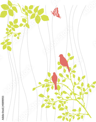original nature decoration with branch and bird
