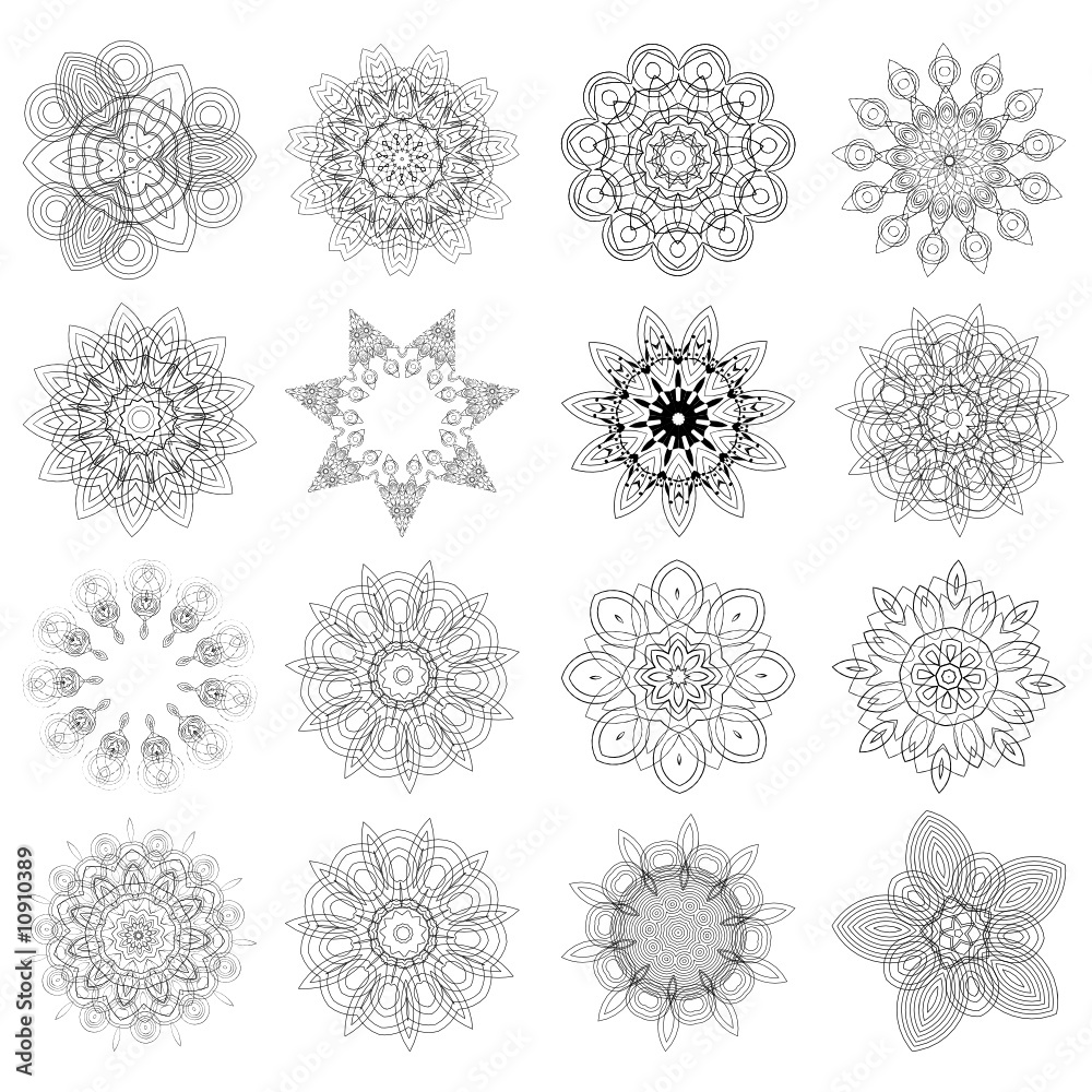 Set of design elements, flowers Set of design elements, flowers