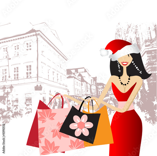 Christmas shopping, fashion woman for your design