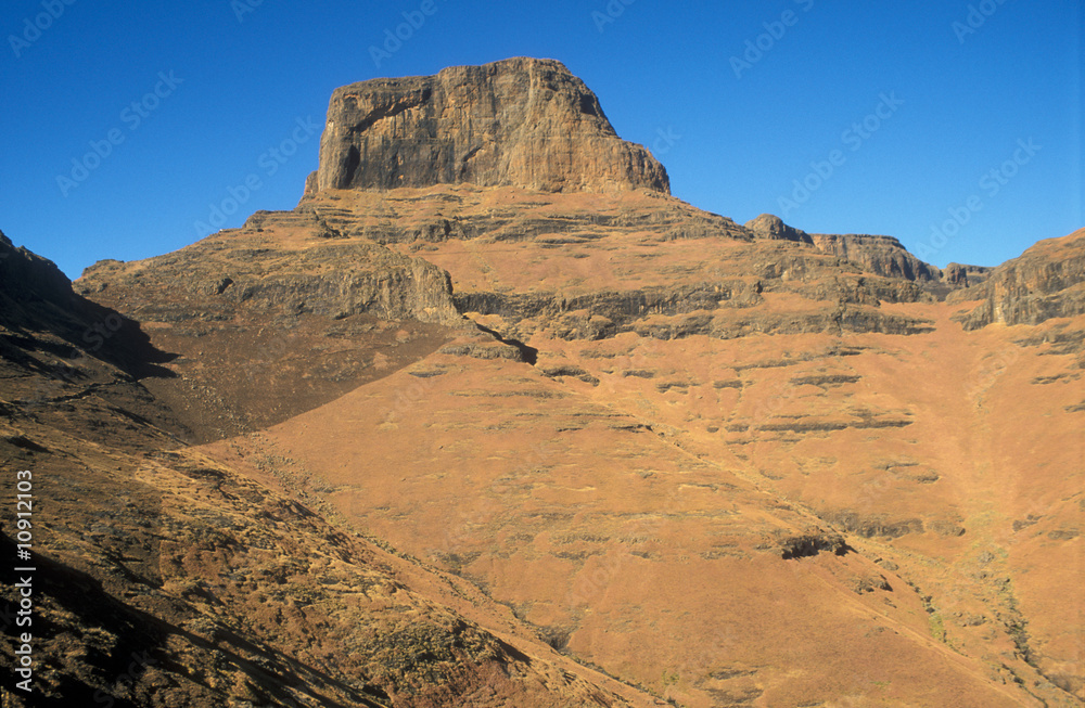 Rugged peaks and cliffs of the Drakensberg Mountain Rugged peaks and cliffs of the Drakensberg Mountain