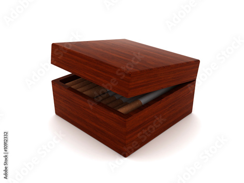 Cigarettes in wood box