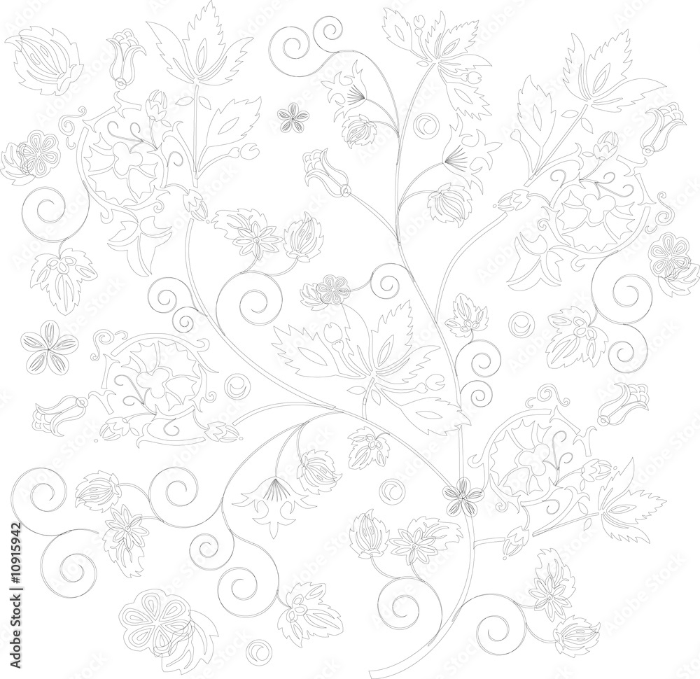 sketch of floral ornament sketch of floral ornament