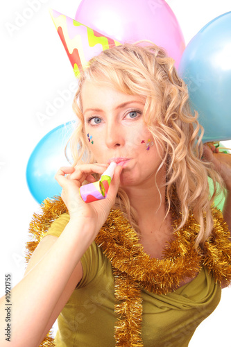 Beautiful blonde the girl during the carnival