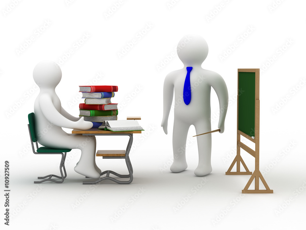 Lesson in a school class. Isolated 3D image.