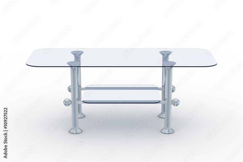 glass little table on a white background. 3D image. glass little table on a white background. 3D image.