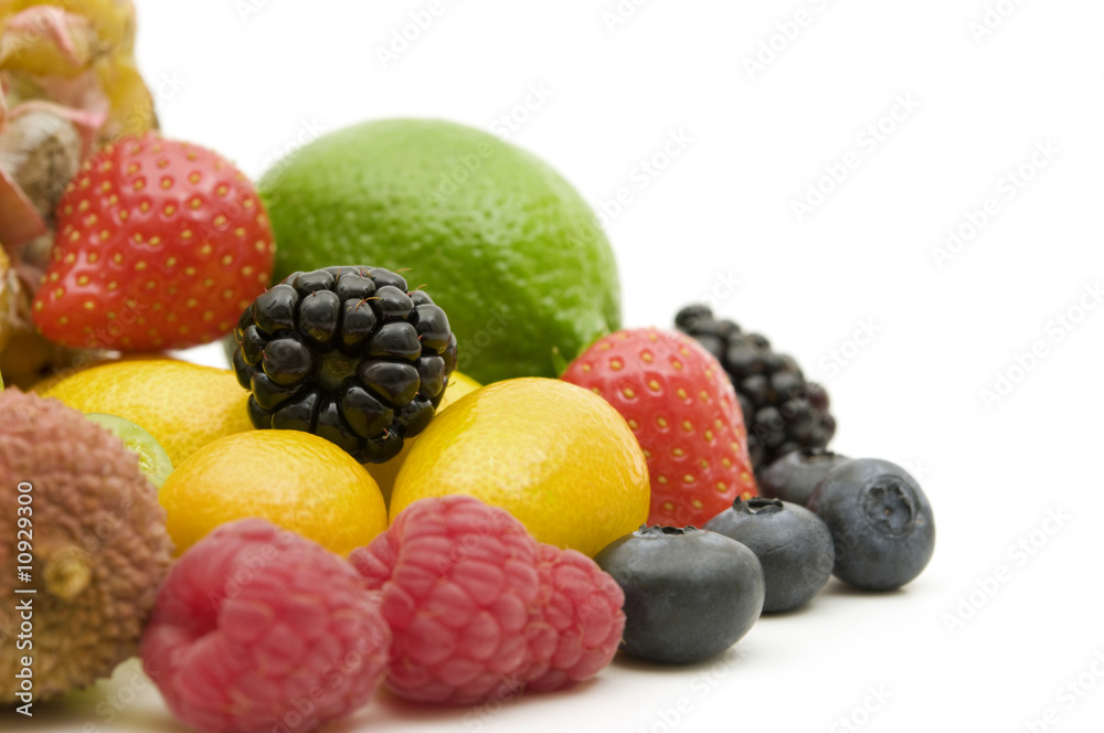 fresh berries and fruits on white background fresh berries and fruits on white background