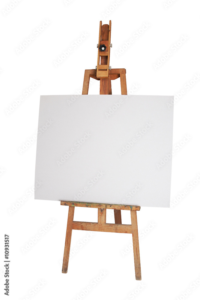 wood easel with white canvas isolated wood easel with white canvas isolated