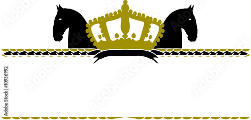 Fototapeta Naklejka Na Ścianę i Meble -  Horse silhouette on white background with crown